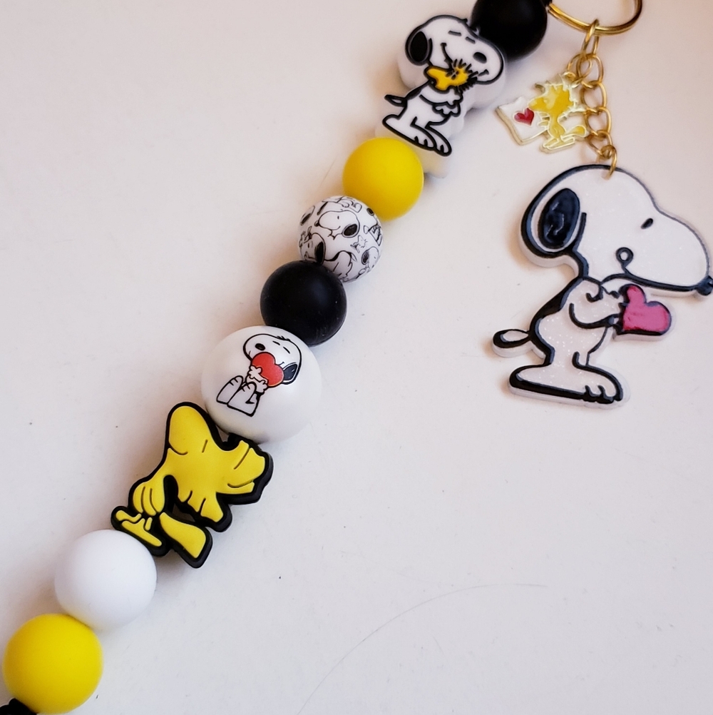 Handmade Snoopy Woodstock Silicone Beaded Keychain